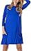 Kissky Women's Basic Long Sleeve Pockets Casual Swing Plain Tshirt Dress (L, Blue)