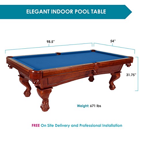 Harvil Bellagio Slate Pool Table 8-Foot with Blue Felt. Includes On-Site Delivery, Professional Installation and Accessories