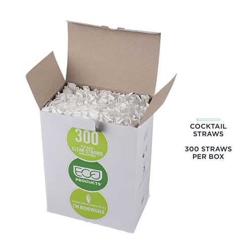 Eco-Products Compostable Paper Wrapped Jumbo Plastic Straws, 9.5" Long, 8mm Diameter, Case of 4800, Clear Disposable Plant Based PLA Plastic, Large Sized Drinking Straws, ASTM Compliant, BPI-Certified - Image 5