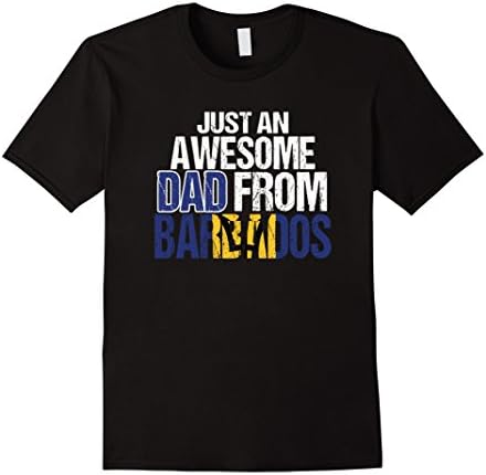 Mens Awesome Dad Barbados Flag T-Shirt Distessed 2XL Black