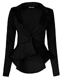 FashionMark Womens Plain Crop 1 Button Peplum Frill Blazer Jacket Coat