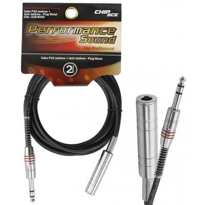 Cabo P10 Estéreo X Jack Estéreo Plug Metal 2 Metros 018-8050