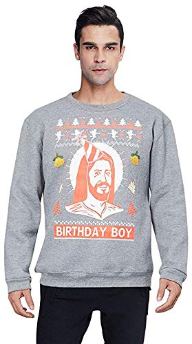 SKYRAINBOW Girls Boys Christmas Sweater Print 3D Ugly Xmas Sweatshirt Crew Neck Thick Pullover Loose Fit Jumper Easter Clothes for Holiday Party Grey XL