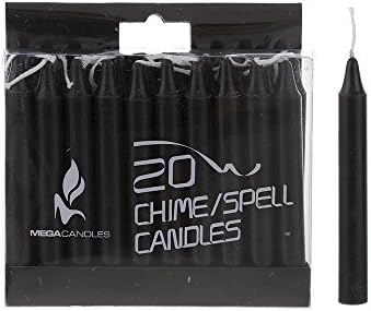 Mega Candles 20 pcs Unscented Black Mini Taper Candle, 4 Inch Tall x 1/2 Inch Diameter, Great for Casting Chimes, Rituals, Spells, Vigil, Witchcraft, Wiccan Supplies, Wax Play & More