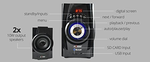 AXESS Bluetooth Mini System 2.1-Channel Home Theater Speaker System Red (MSBT3901)