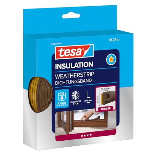 tesa UK 05391-00101-00 P-Profile Draught Excluder, Brown, 25m
