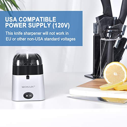 MOSAIC Electric Knife Sharpener with Detachable Diamond Wheel for Straight Knives, Knives Sharpening Tool with Waterproof Function and Non-Slip Base - Grey - Thumbnail 5