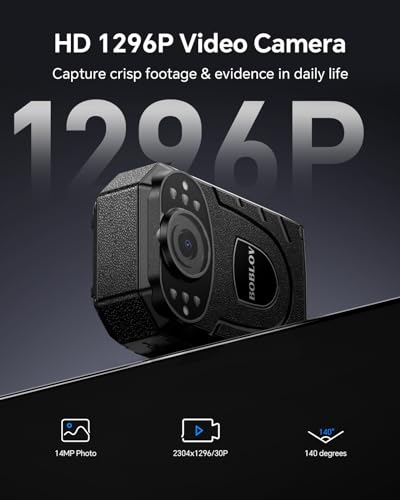 BOBLOV KJ21 32GB Body Worn Camera, 1296P Body Worn Camera, Support Memory Expand Max 256G, Outdoor 8-10Hours Recording Police Body Cam Lightweight and Portable, Clear Night Vision (64GB)