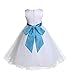 Wedding Pageant White Flower Girl Rattail Edge Tulle Dress