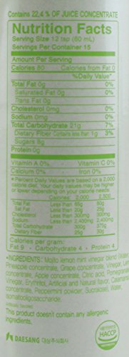 Korean Hong Cho Fruit Vinegar Drink Concentrate, 3 Bottle Set: Mojito Lemon Mint, Vegetable Apple and Carrot, Kiwi & Lime, 91 oz
