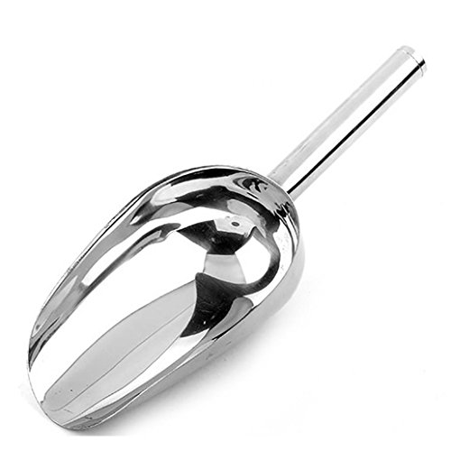 hwangli Pet Dog Puppy Cat Stainless Steel Food Feeder Scoop Shovel Spade Dishes Tool - Silver