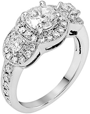 14kt White Gold 0.90cttw Round Cut Diamond(G-Hcolor,SI1-SI2) Semi Mount Ring (No Center Stone ) Sz 7