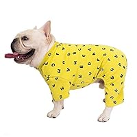 CheeseandU Pet Clothes Small Dog Four Legs Clothes French Bulldog Autumn Winter Soft Warm Cotton PJS Jumpsuits Cute Letters Printed Shirts Doggie Apparel Costume for Small Medium Dog Puppy,Yellow