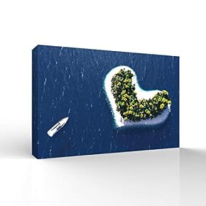 for Living Room Bedroom Home Artwork Paintings Heart Shaped Island