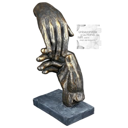 Casablanca Decorative Sculpture Helping Hand - Made of Polyester with Saying Pendant - Gift and Decoration Height 21 cm