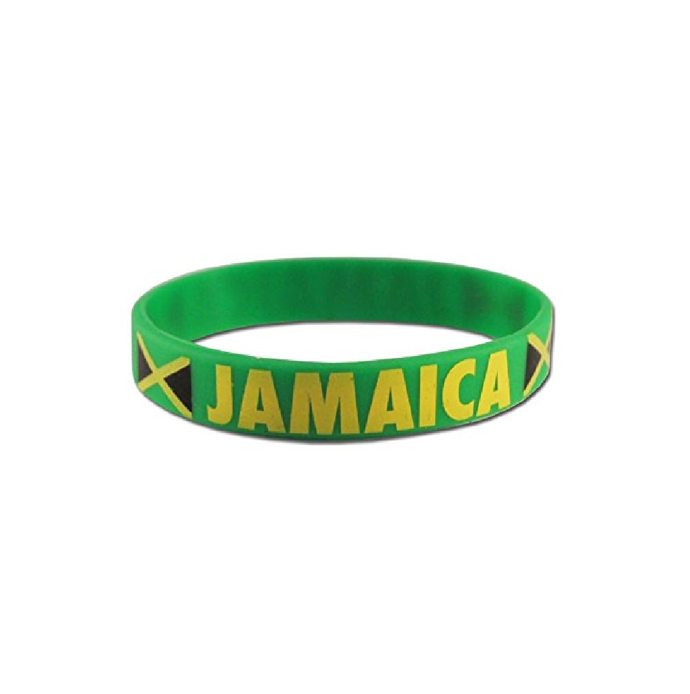 Komonee 1 x Jamaica Green Caribbean Cup Sports Event Football Country National Flag Silicone Wristband