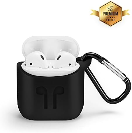 AirPods Case, LOCA Shock-Proof Protective Silicon Case with Keychain for Apple Airpods Charging Case (Black)
