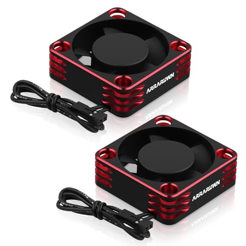 Photo 1 of 2Pack RC Car Motor Cooling Fan Heatsink 28000RPM Brushless ESC Cooling Fan for RC Car 1/8 1/10 540 550 Motor (Black+Red)
