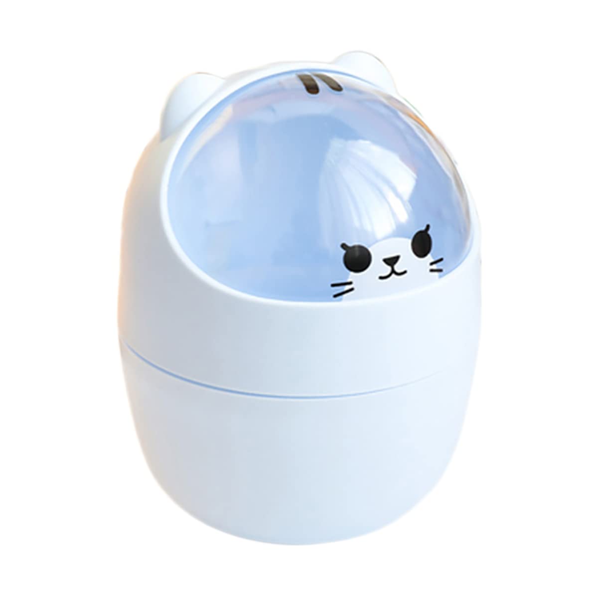 Verve Jelly Mini Desktop Trash Bin, Small Garbage Can Bear Shaped Trash Can Portable Table Waste Bucket Cute Dustbin for Home Office, Blue, 11 * 15.5 cm, 4L