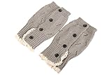 Avidlove Women Socks Button Lace Leg Warmers Knit Wool Boots Cuffs Short Light Gray