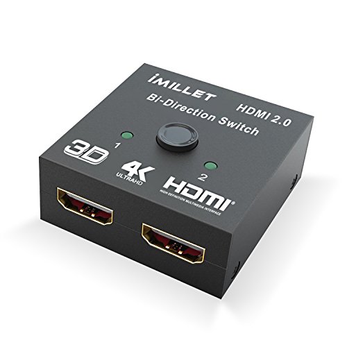 HDMI Switch, Imillet HDMI Bi-directional Switcher, 2x1 or 1x2 2 Ports Mini AB switcher with HDCP Pass Through, Supports Ultra HD 4K 3D 1080P for DVD, HD TVs, Projectors, PS3, PS4, Computer, Notebook
