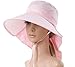 Beautyer Womens Sun Hat Summer Flap Cover Cap Cotton Anti-UV UPF 50+ Sun Shade Hat With Bow Wide Brim Adjustable Hat