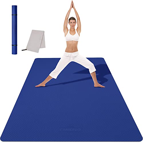 CAMBIVO Yogamatte XXL, Yoga Matte 183cm x 122cm Groß,6/8/10/12mm Extra-DickE Fitnessmatte, Breite Sportmatte Rutschfest, TPE Pilatesmatte Gymnastikmat