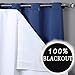 Rose Home Fashion 100% Blackout Curtain Liner, White Blackout Curtain Liner for Window Noise Reducing Light Blocking Liner for Bedroom(Hook Included) 47W by 77L Inches-White, 2 Panels