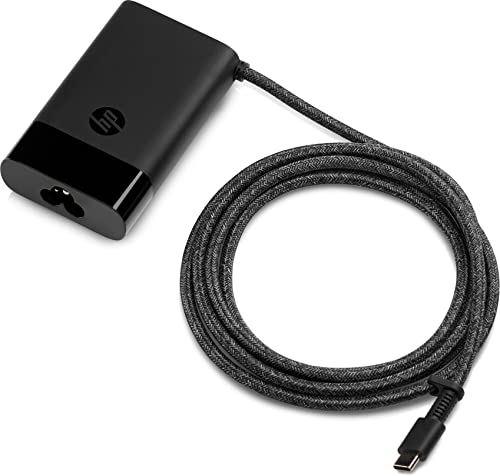 HP USB‑C Laptop‑Ladegeraet 65W – Universelles Schnellladegeraet fuer Laptop, Tablet & Smartphone, Intelligente Leistungsanpassung (15/27/60/65W), Kompakt, Robustes 180 cm USB‑C‑Kabel, Schwarz