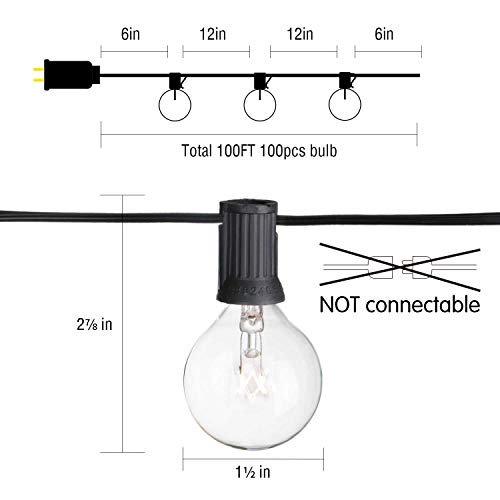 100Ft G40 Globe String Lights with Clear Bulbs-UL Listed for Indoor/Outdoor Commercial Use 100Ft G40 Globe String Lights with Clear Bulbs-UL Listed for Indoor/Outdoor Commercial Use