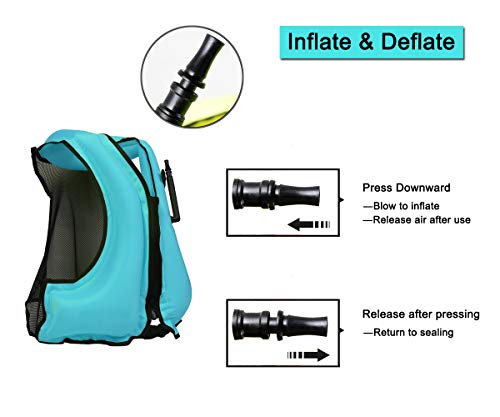 NAXER Inflatable Kayak Vest Adult Snorkeling Jacket Swim Buoyancy for 90-220 lbs