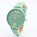 Start Women Faux Thin Leather Band Net Color Elegant Wrist Watch -Mint Green
