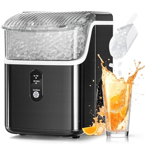 Photo 1 of Nugget Ice Makers Countertop, Pebble Ice Machine with Chewable Pellet Ice, 34Lbs/24H, Self-Cleaning, Sonic Ice, One-Click Operation, for Kitchen,Office Stainless Steel Black