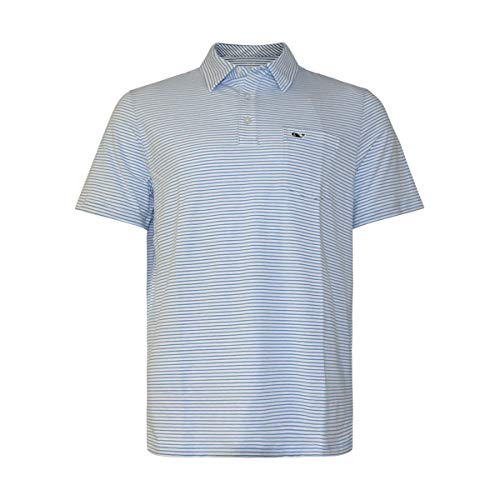 Vineyard Vines Men's Edgartown Short Sleeve Polo Shirt (Coastline Stripe, X-Large)