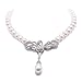 JYX Pearl Pendant Swan Necklace AA+ Quality Gorgeous Genuine 6-7mm White Freshwater Culured Pearl Strand Necklace for Women 20