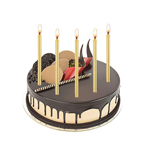 2 Belleone+Long+Gold+Birthday+Candles