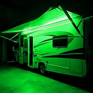 Seagenck RV Led Awning Party Light, Led Awning Strip Light for Camper Motorhome Travel Trailer Concession Stands Food Trucks, Light Up Canopy Area for BBQ Play Cards, 5m(16.4ft), Dc 12v, Green