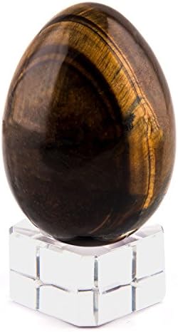 Crystal Allies Gallery: 1.75" Crystal Egg with Glass Stand - Gold Tiger Eye