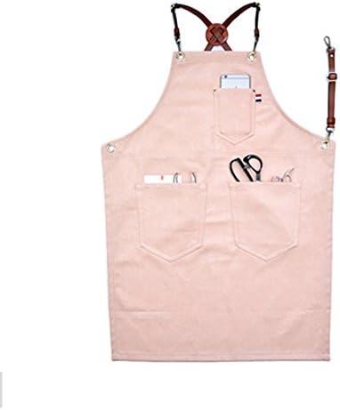 Cotton Kitchen Apron VANORIG Adjustable Bib Apron with 3 Pockets for Men and Women (pink)