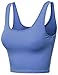 Basic Solid Sleeveless Crop Tank Tops Denim Blue Size M