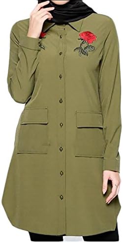 desolateness Women's Islamic Print Abaya Jilbab Muslim Long Dress Kaftan Green XL