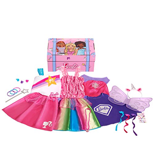 Barbie Dress Up Trunk Set, Size 46x, Kids Pretend Play Costumes and Accessories, Pink, Amazon