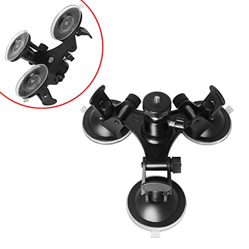Triple Cup DSLR Camera Suction Mount + Universal adapter + 360 Degree Rotating Swivel Adapter for GoPro Hero 5 /4/3 Nikon Canon Sony DSLR /Camcorder
