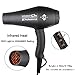 Professional Infrared Ionic Hair Dryer, Blow Dryer with Diffuser, Concentrator and Comb, 1875w Powerful Hair Dryer Faster Drying, 2 Speeds 3 Heat with Cool Shot Button, Black