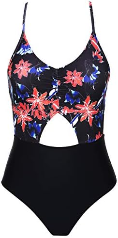 SEARTIST Backless High Waisted One Piece Swimsuit, Print Strap Swimwear for Women