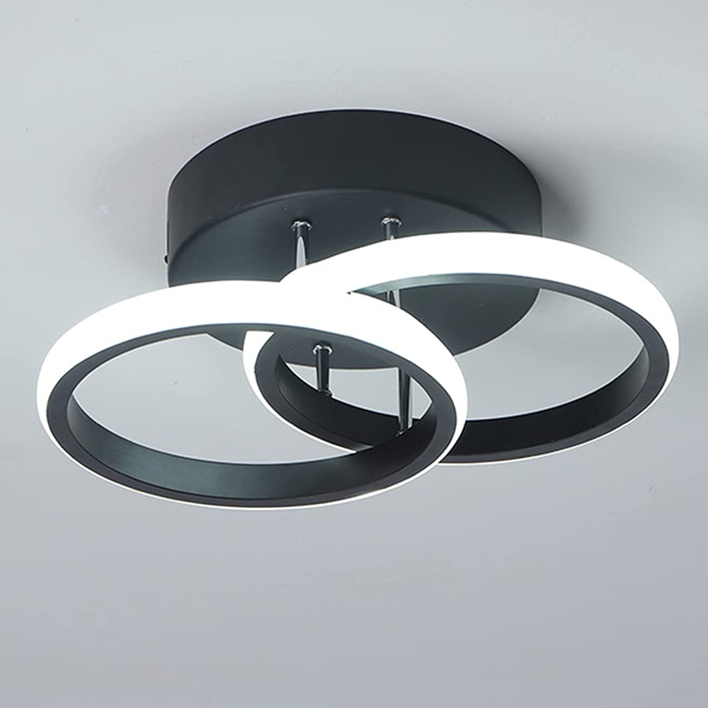 EIDISUNY LED Ceiling Light Modern Ceiling Lamp Black Rings Simple Ceiling Light Fixture LED for Corridor Kitchen Stairs Hallway Study Room Bedroom Living Room - Black 20W (Cool White Light 6000K).