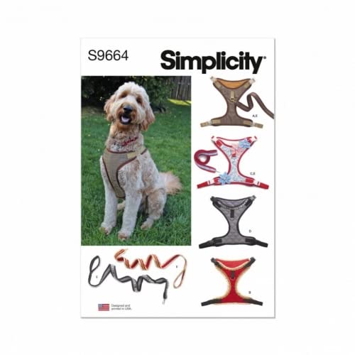 Simplicity SS9664A Dog Harness in Sizes S-M-L and Leash with Trim Options A