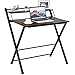 Tangkula Folding Computer Desk, Space-Saving Home Office Desk Working Table with Storage Shelf, Multipurpose Foldable Study Desk, Kid’s Desk, Brown