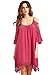 Milumia Women's Summer Cold Shoulder Crochet Lace Sleeve Loose Beach Dress Rose M