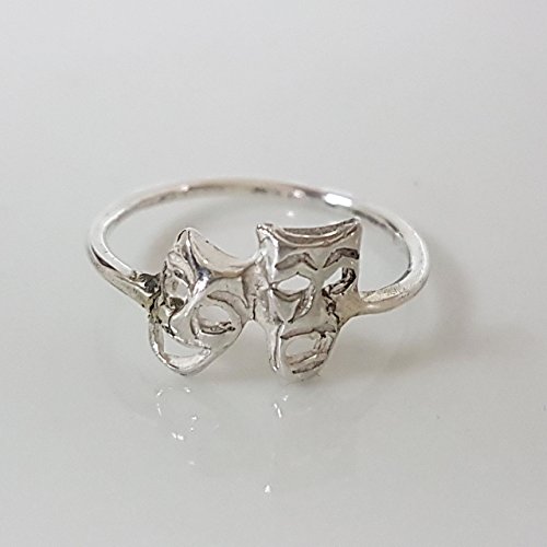 Comedy Tragedy Ring Silver, Theatre Jewelry Gifts for Actors - size 6.5